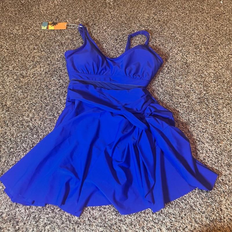 Musemaker Swim Dress One Piece Swimsuit Skirted Blue M