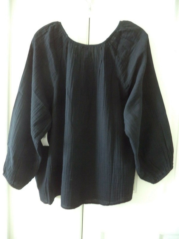 Must Old Navy Black Gauzy Crinkle Cloth Split V Peasant Blouse 4XL 3X 28 30 4X