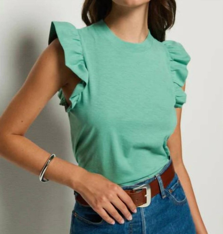 Nation Ltd Paulette Ruffle Tank Top Green Stone