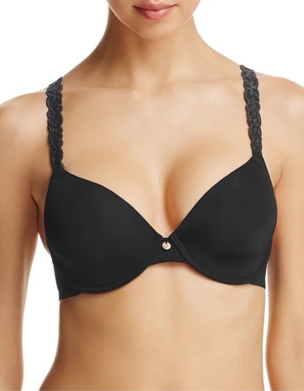 Natori 731080 Rose Dream Custom Coverage Underwire Bra Black New Size 32DDD