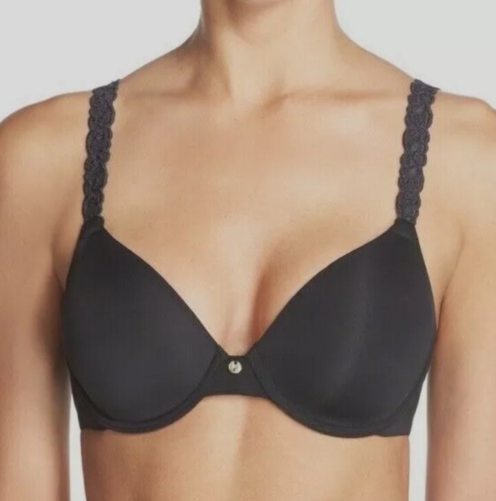 Natori 731080 Rose Dream Custom Coverage Underwire Bra Black New Size 32DDD