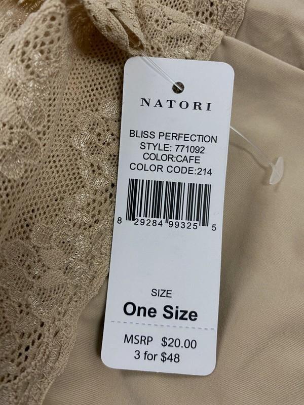 Natori Women's Beige Lace Trim Bliss Perfection High Waist Thong Size OS