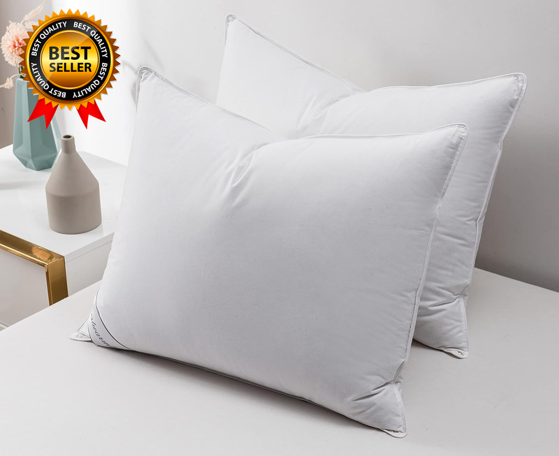 Natural Goose Down&Feather Pair Hotel Pillows Insert For Side And Back Sleepers