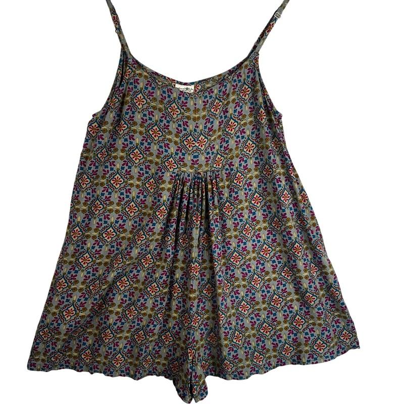Natural Life Romper Women’s M Multicolor Geometric Floral Adjustable Straps EUC