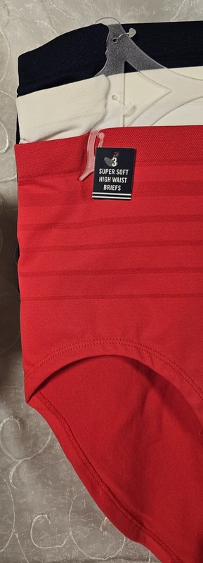 Nautica 3 Super Soft High Waist Briefs 2X Plus Size Red White Navy Blue Stretch