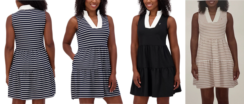 Nautica Jeans Women's Tiered Collar Sleeveless Mini Dress Black Size S