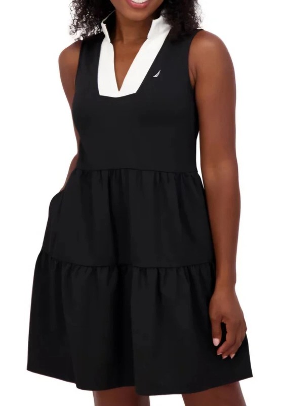 Nautica Jeans Women's Tiered Dress Black M