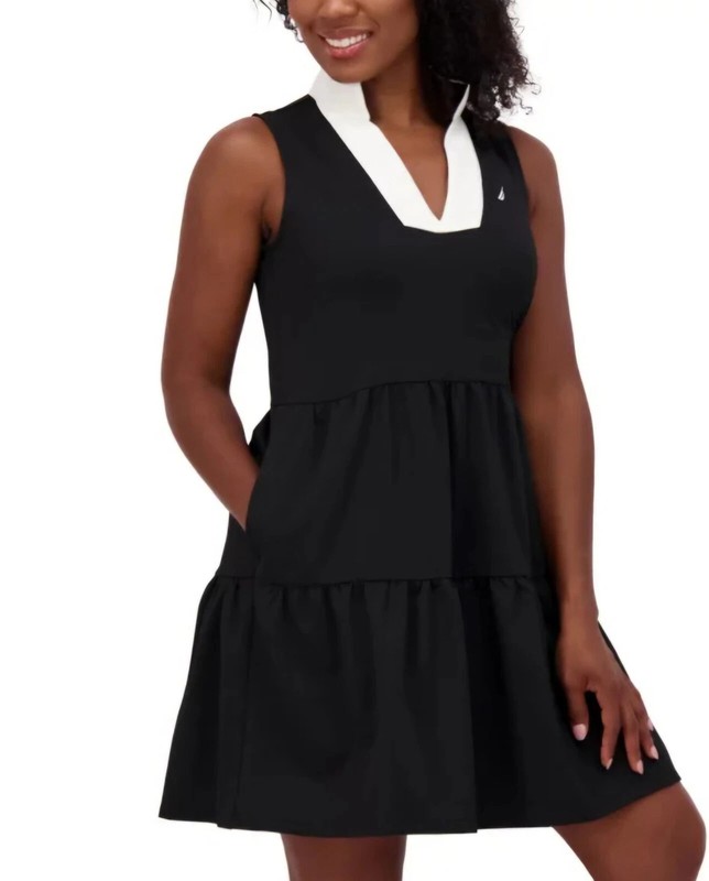 Nautica Jeans Women's Tiered Dress Black M