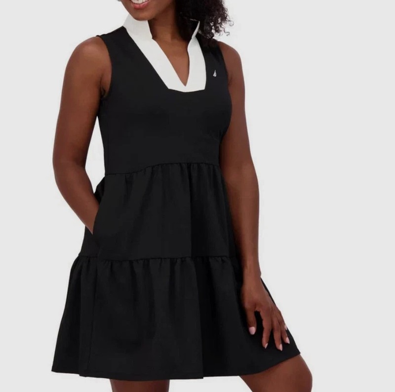 Nautica Jeans Women's Tiered Dress Black - NWT