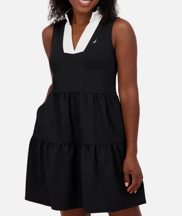Nautica Jeans Women's Tiered Dress Black - NWT