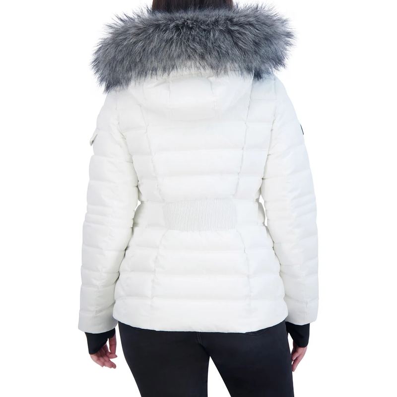 Nautica Ladies' Puffer Jacket Water Resistant With Faux Fur Hood White XXL