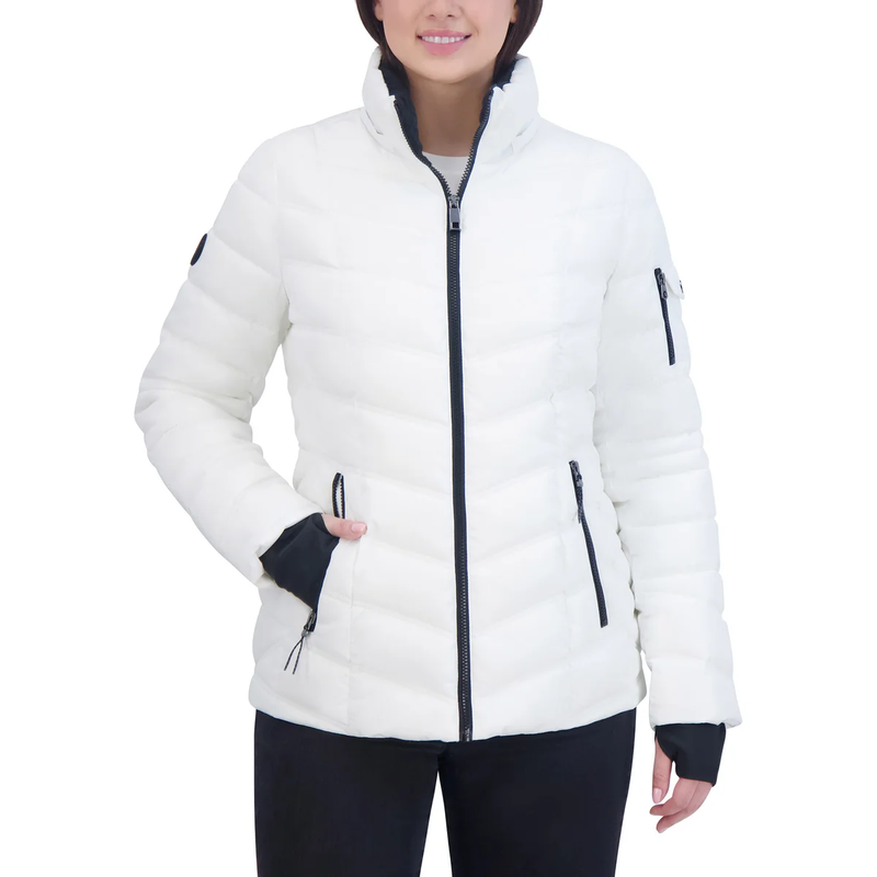 Nautica Ladies' Puffer Jacket Water Resistant With Faux Fur Hood White XXL