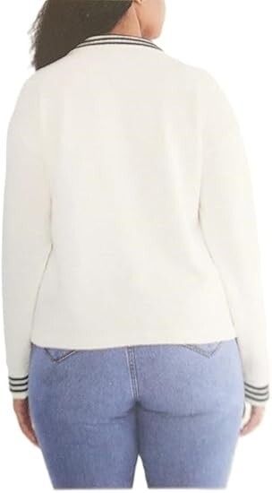 Nautica Women's Quarter Zip Cotton Blend Sweater Marshmallo Size XXL