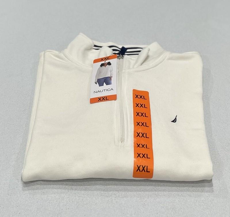 Nautica Women's Quarter Zip Cotton Blend Sweater Marshmallo Size XXL