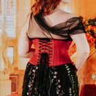 New 201 Red Cotton 22" Underbust Waspie Steel Boned Corset