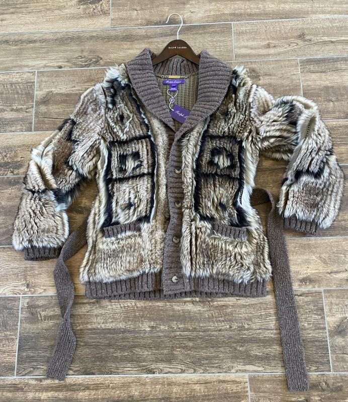 NEW $4990.00 POLO RALPH LAUREN PURPLE LABEL WOMENS S COAT JACKET LAMB SHEARLING