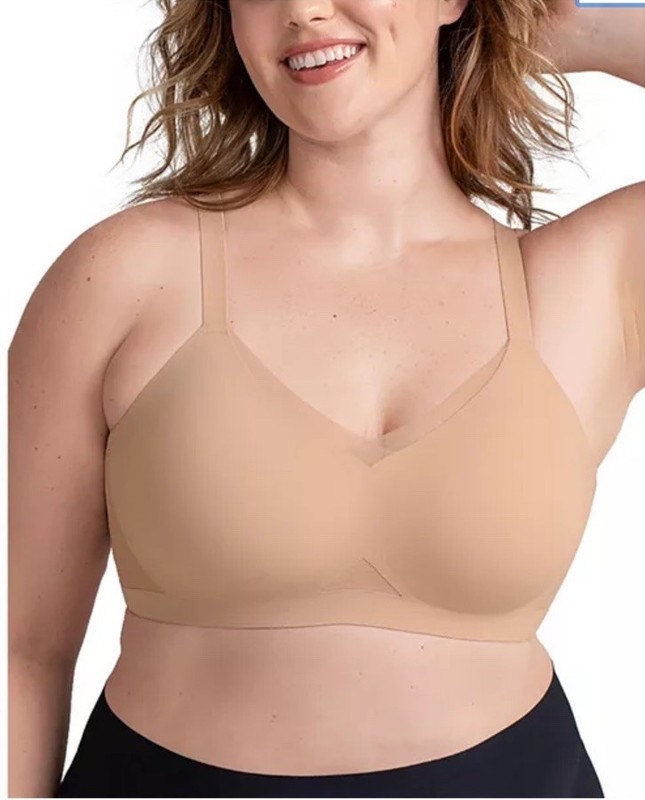 New $69 Honeylove CrossOver Wireless Bra Sand Sz L