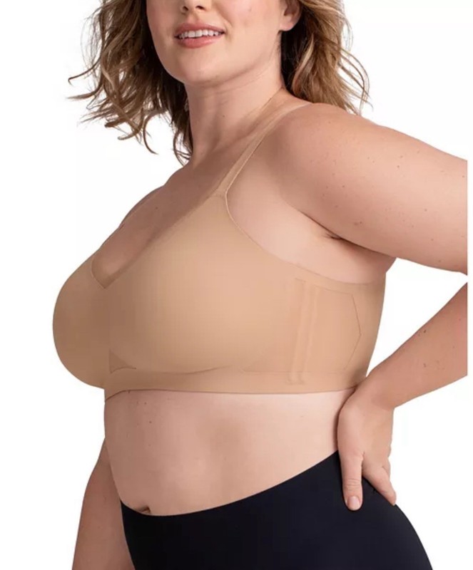 New $69 Honeylove CrossOver Wireless Bra Sand Sz L