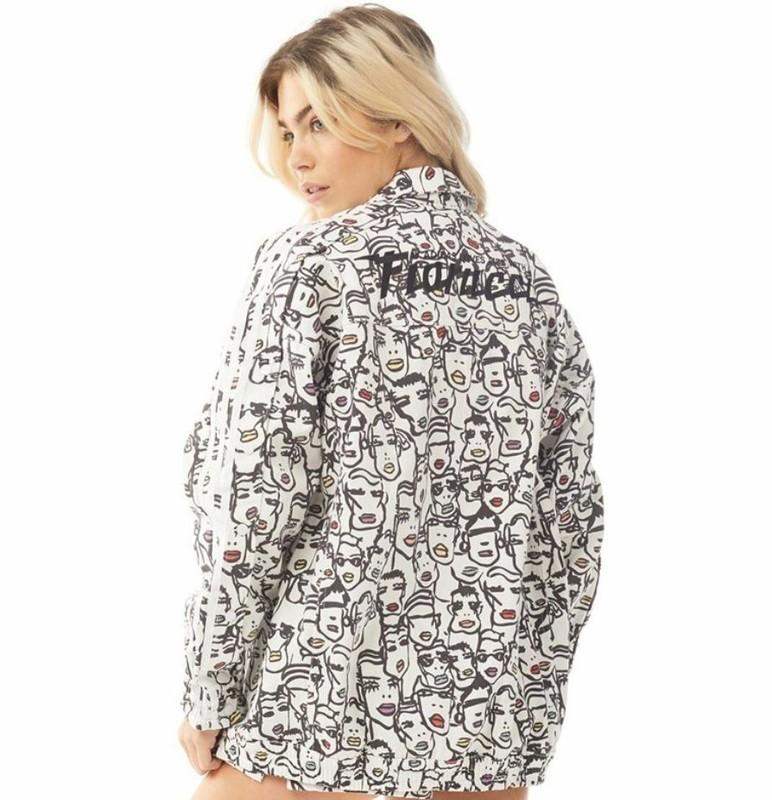 NEW ADIDAS ORIGINALS WOMENS FIORUCCI "FACES" TREFOIL TRACK JACKET~ LARGE #FL4136