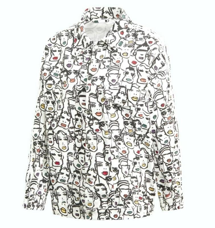 NEW ADIDAS ORIGINALS WOMENS FIORUCCI "FACES" TREFOIL TRACK JACKET~ LARGE #FL4136