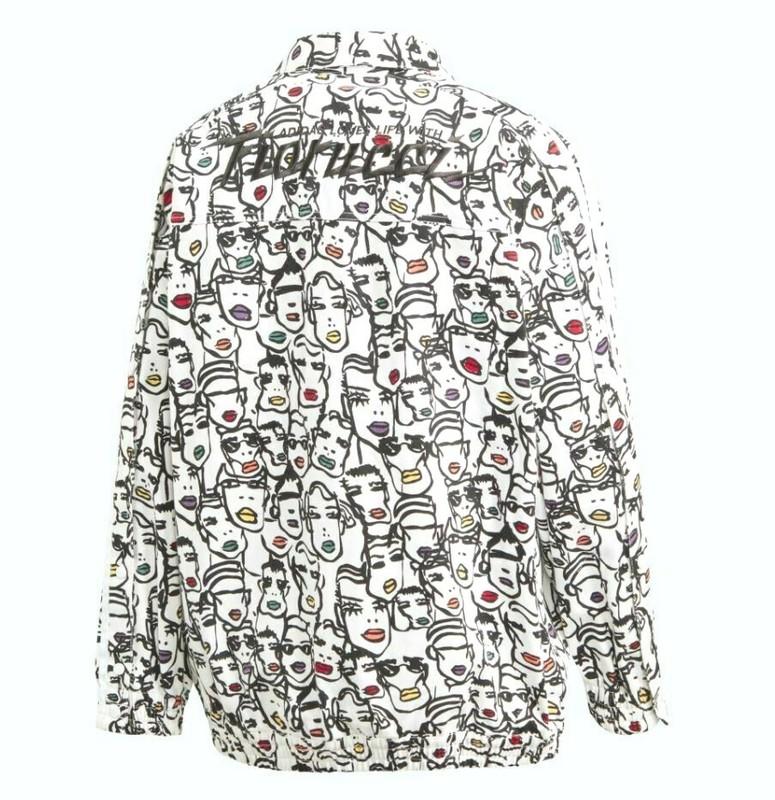 NEW ADIDAS ORIGINALS WOMENS FIORUCCI "FACES" TREFOIL TRACK JACKET~ LARGE #FL4136