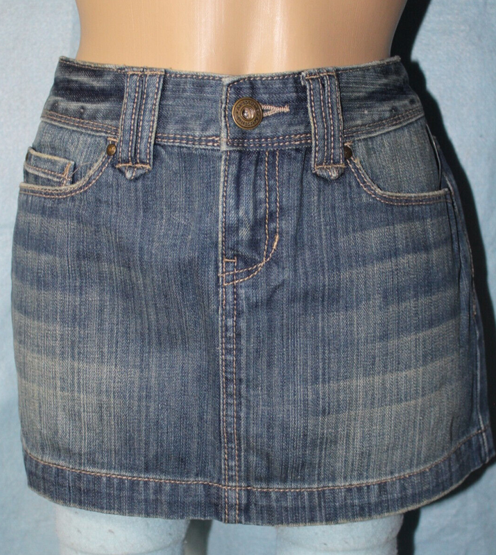 NEW Aeropostale Denim Plain Pocket Blue Jean Mini Skirt Sz 7/8 See Measurements*