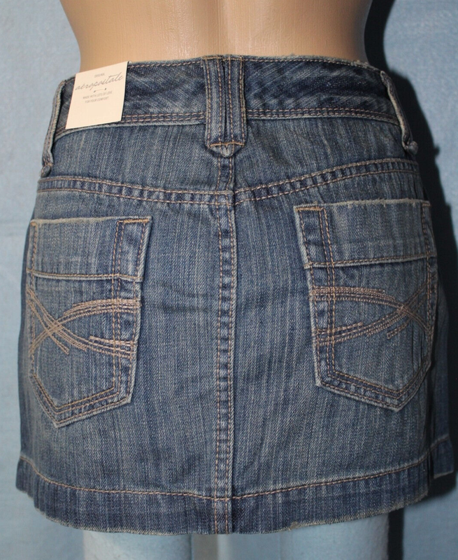 NEW Aeropostale Denim Plain Pocket Blue Jean Mini Skirt Sz 7/8 See Measurements*