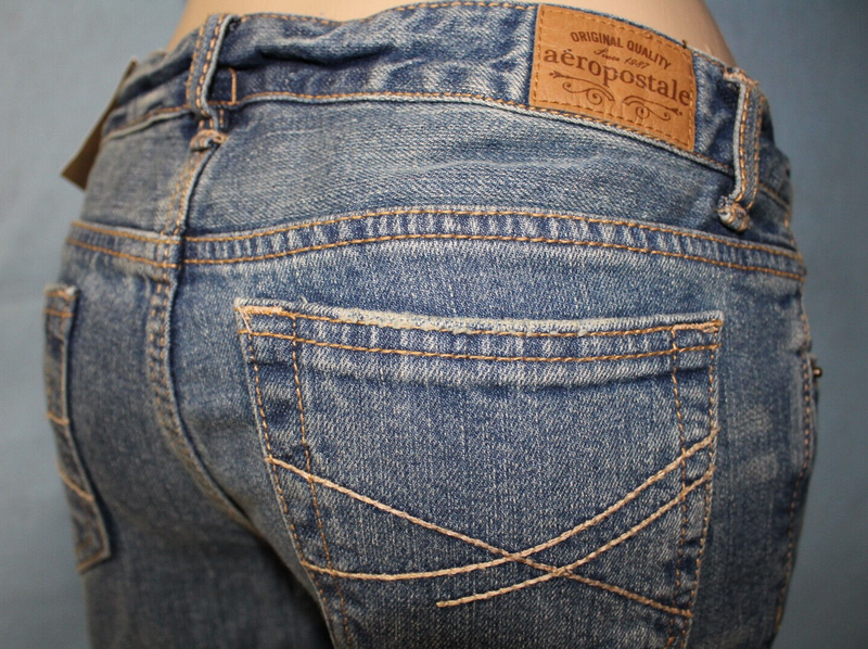 NEW Aeropostale Hailey Flare Broadway Blue Jeans 3/4 Short See Measurements*