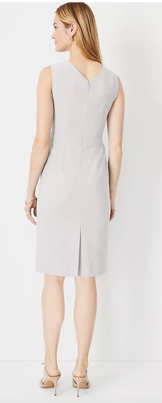NEW ANN TAYLOR GREY PETITE DOUBLE V SEAMED BI-STRETCH SHEATH DRESS SZ 4P