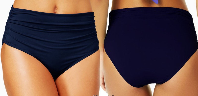 NEW Anne Cole Navy Convertible High Waist Swimwear Bikini Bottom S Small