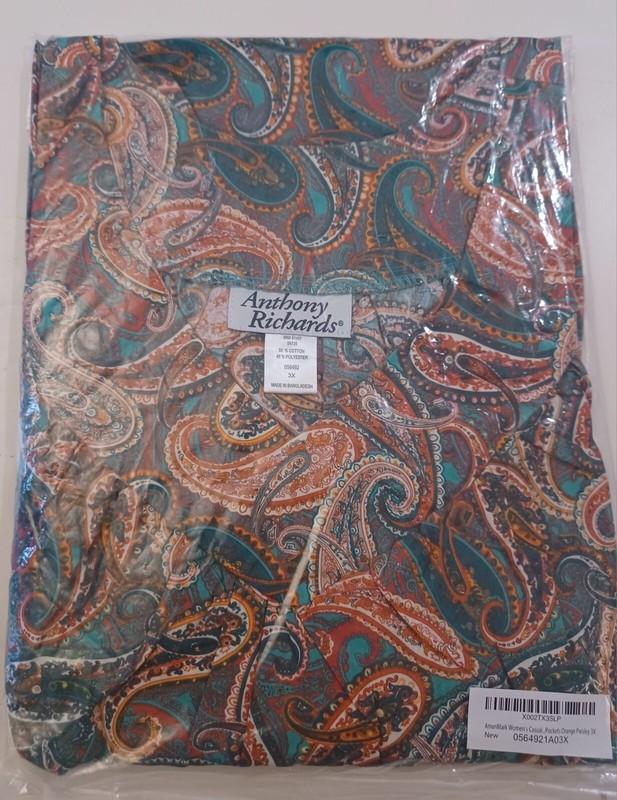 NEW Anthony Richards 3x Orange Paisley House Dress Muumuu Pockets