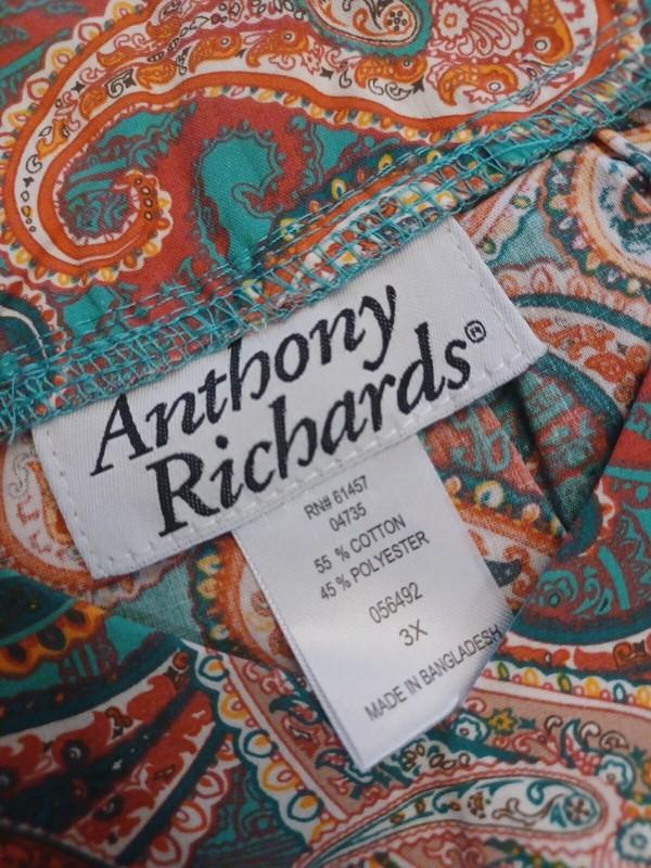 NEW Anthony Richards 3x Orange Paisley House Dress Muumuu Pockets