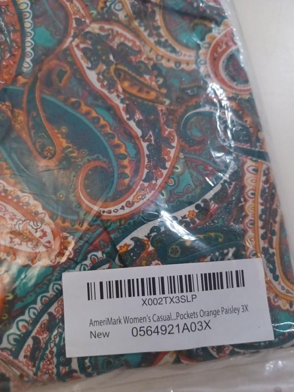 NEW Anthony Richards 3x Orange Paisley House Dress Muumuu Pockets