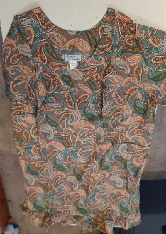NEW Anthony Richards 3x Orange Paisley House Dress Muumuu Pockets