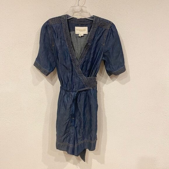 NEW Anthropologie Pilcro + The Letterpress Denim Romper Retro Tie Waist Sz 0