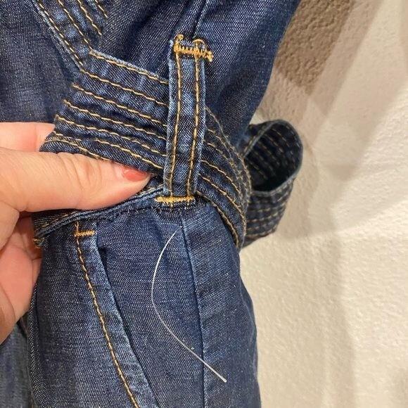 NEW Anthropologie Pilcro + The Letterpress Denim Romper Retro Tie Waist Sz 0