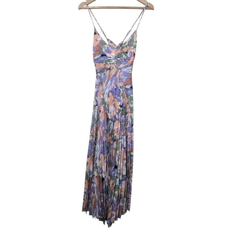 NEW Astr The Label Blythe Floral Plisse Midi Dress Size M CORAL MULTI Revolve