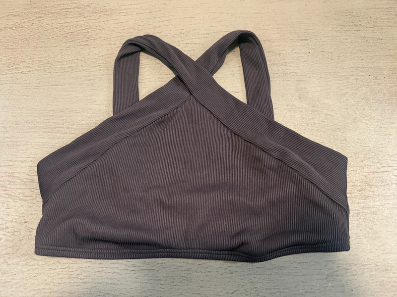 NEW black ribbed L SPACE swimsuit bikini top size XS