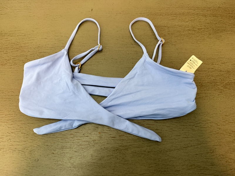 NEW blue front tie L SPACE swimsuit bikini top size medium