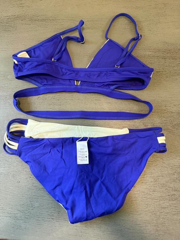 NEW Blue L SPACE Two Piece Swimsuit Bikini Size Large