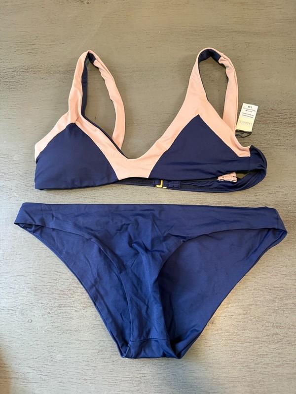 NEW blue L SPACE two piece swimsuit bikini size large