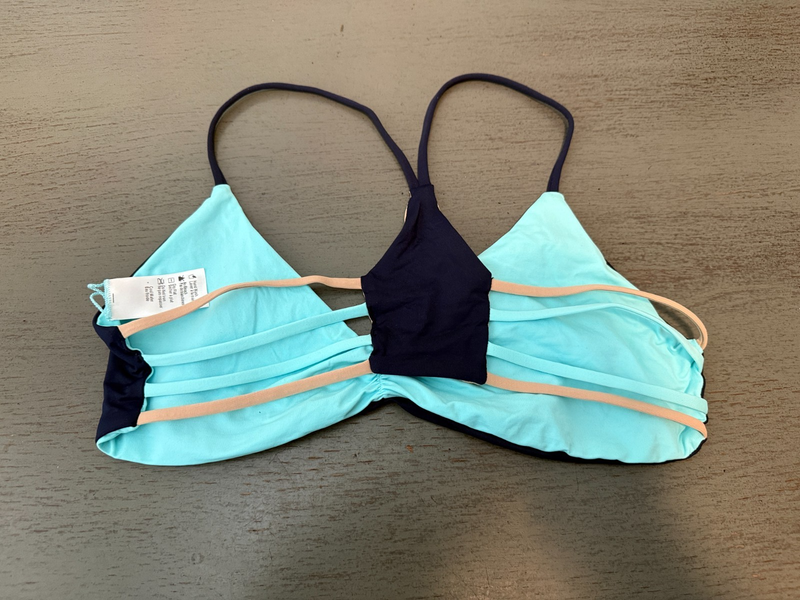 NEW Blue Strappy L SPACE Swimsuit Bikini Top Size Medium