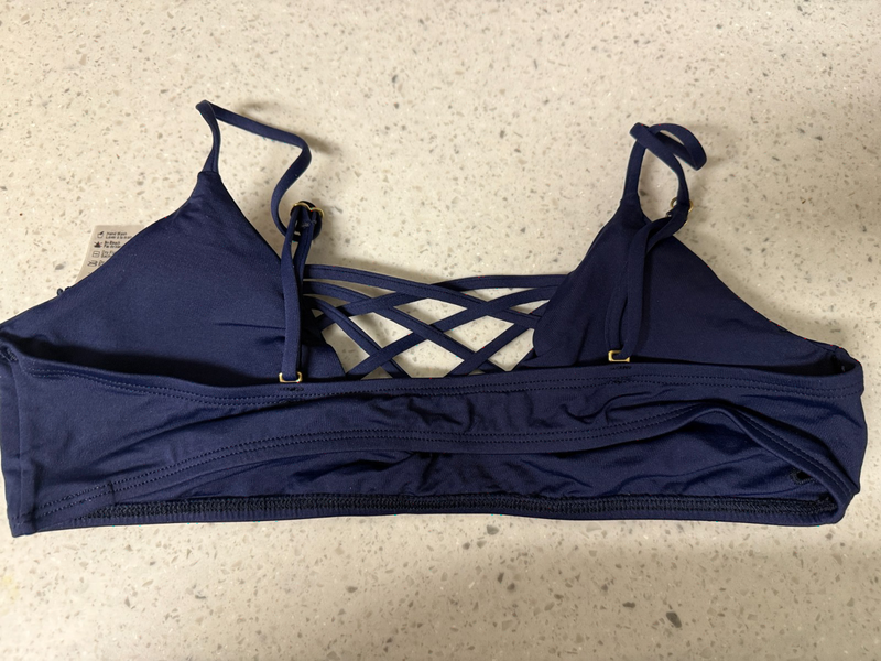 NEW Blue Strappy L SPACE Swimsuit Bikini Top Size D Cup