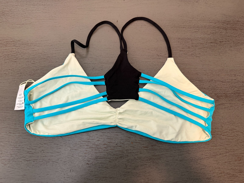 NEW Blue Strappy L SPACE Swimsuit Bikini Top Size D Cup