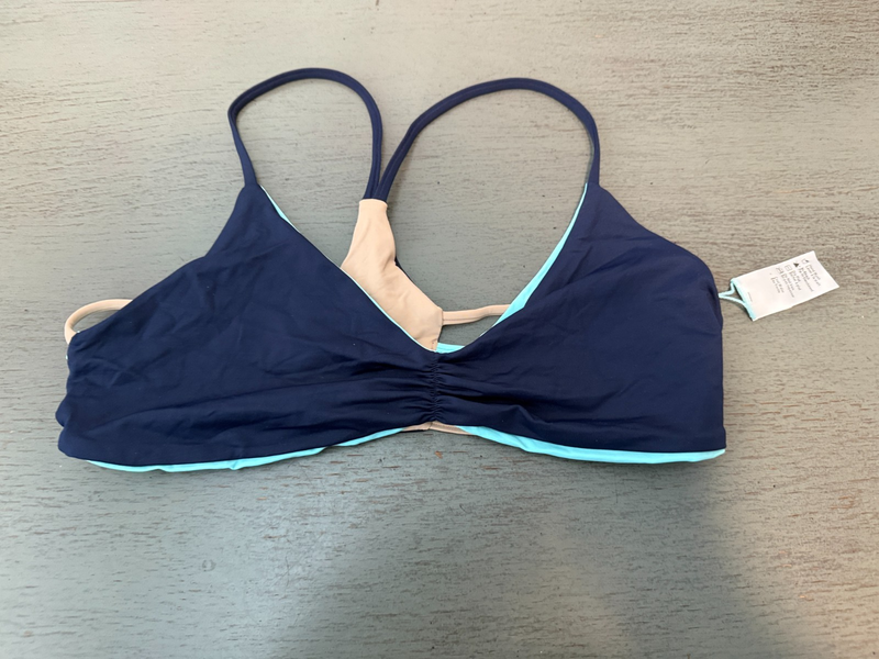 NEW blue strappy L SPACE swimsuit bikini top size medium