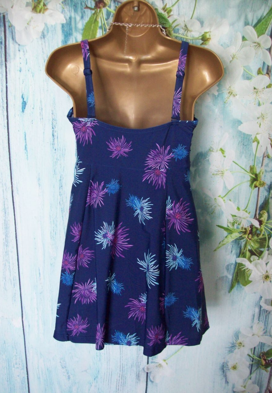 NEW BONMARCHE SWIMDRESS SIZE 18 Navy Floral Skirted Swimsuit Removable Straps