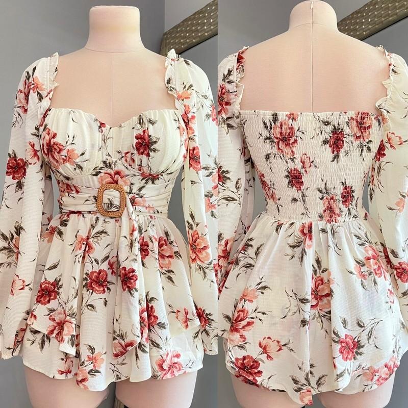 New Boutique Sexy Fashion Summer floral cocktail club stretchy Romper Medium