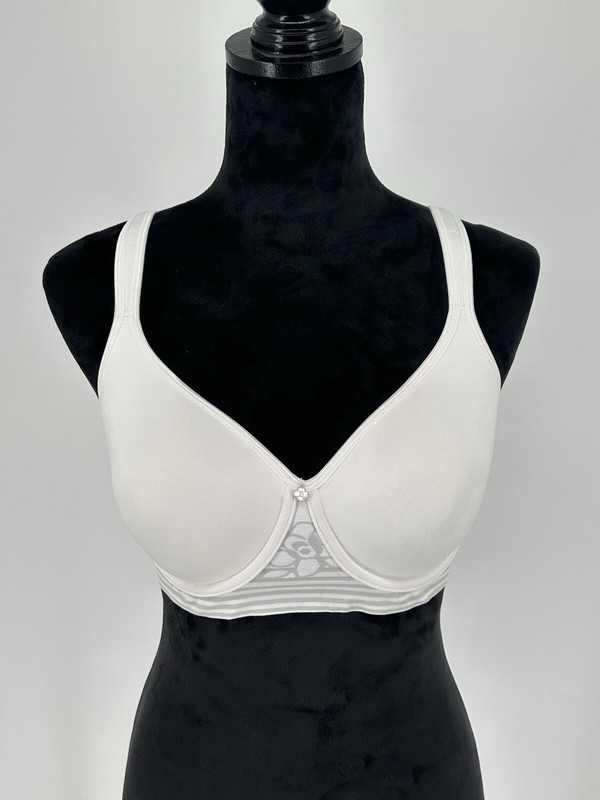 NEW Breezies Women’s 40C Floral Stripe Seamless Underwire T-Shirt Bra White Z9