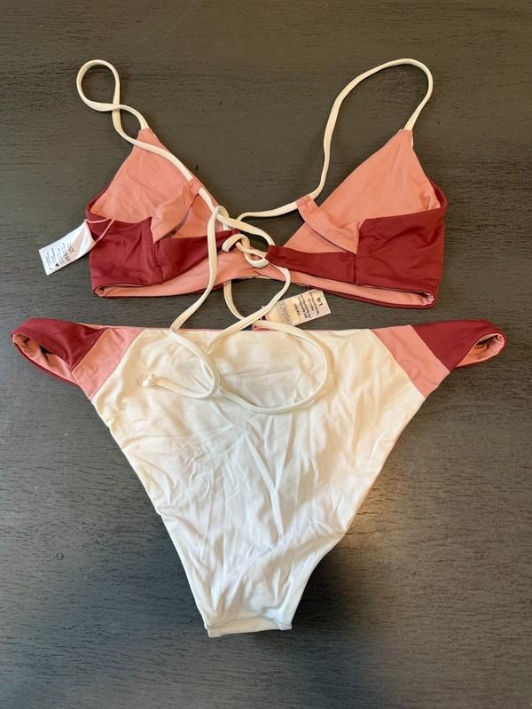NEW Brown L SPACE Two Piece Swimsuit Bikini Size Large