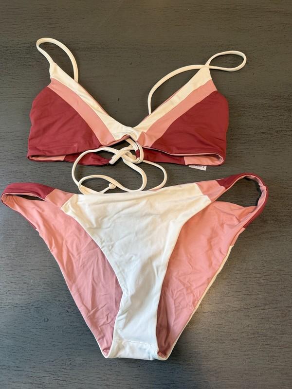 NEW brown L SPACE two piece swimsuit bikini size large